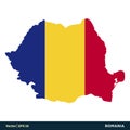 Romania - Europe Countries Map and Flag Vector Icon Template Illustration Design. Vector EPS 10. Royalty Free Stock Photo