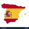 Spain - Europe Countries Map and Flag Vector Icon Template Illustration Design. Vector EPS 10. Royalty Free Stock Photo