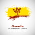 Brush painted grunge flag of Chuvashia country. Day of the republic of Chuvashia