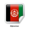 Flag of Afghanistan. Round glossy sticker