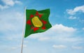 flag of Africans of European ancestry Bengalis at cloudy sky background, panoramic view.flag representing ethnic group or culture