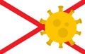 Flag of Alabama State With Outbreak Viruses. Novel Coronavirus Disease COVID-19