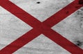 Flag of Alabama on wooden plate background. Grunge Alabama flag texture, The states of America.