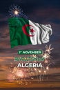 Flag of Algeria on Revolution day