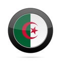 Flag of Algeria. Shiny black round button.