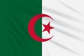 Flag Algeria swaying in the wind, realistic vector