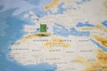 The Flag of algeria in the world map Royalty Free Stock Photo