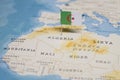 The Flag of algeria in the world map Royalty Free Stock Photo