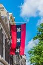Flag in Amsterdam streets, Netherlands. Royalty Free Stock Photo