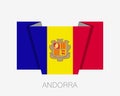 Flag of Andorra. Flat Icon Waving Flag with Country Name