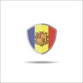 Flag Of Andorra Flat Vector Shield Badge