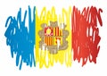 Flag of Andorra, Principality of Andorra. vector illustration.
