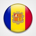 Flag of Andorra. Round glossy badge