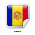 Flag of Andorra. Round glossy sticker