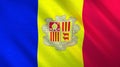 The flag of Andorra. Shining silk flag of Andorra. High quality render. 3D illustration