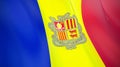 The flag of Andorra. Waving silk flag of Andorra. High quality render. 3D illustration