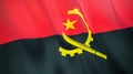 The flag of Angola. Waving silk flag of Angola. High quality render. 3D illustration