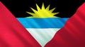 The flag of Antigua and Barbuda. Shining silk flag of Antigua and Barbuda. High quality render. 3D illustration Royalty Free Stock Photo