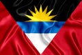 Flag of Antigua and Barbuda silk close-up Royalty Free Stock Photo