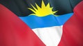 The flag of Antigua and Barbuda. Waving silk flag of Antigua and Barbuda. High quality render. 3D illustration Royalty Free Stock Photo