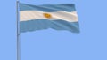 Flag of Argentina on a flagpole fluttering in the wind on a blue background, 3d rendering. Royalty Free Stock Photo