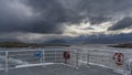 The flag of Argentina is flying on the railing of the tourist ship. Royalty Free Stock Photo