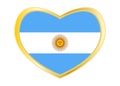 Flag of Argentina in heart shape, golden frame