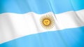 The flag of Argentina. Waving silk flag of Argentina. High quality render. 3D illustration Royalty Free Stock Photo