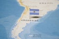 The Flag of argentina in the world map Royalty Free Stock Photo