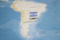 The Flag of argentina in the world map Royalty Free Stock Photo