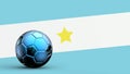 Flag of argentine with metal soccer ball, national soccer flag, soccer world cup, football european soccer, american and african