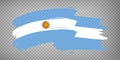 Flag Argentine Republic brush stroke background. Flag waving Argentina on transparent background for your web site design, app, U