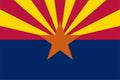 Flag of Arizona state United States of America, U.S.A. or USA, North America 13 rays of red and weld-yellow on the top half,