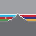 Flag of Armenia and Azerbaijan on the background of the mountain