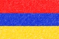 Flag of Armenia background o texture, color pencil effect.