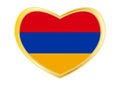 Flag of Armenia in heart shape, golden frame