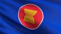 The flag of Asean or AEC. The Association of Southeast Asian Nations on blue background. Symbol of nations. 3D rendering