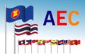 Flag of ASEAN. Association of Southeast Asian Nations and International Trade Membership background vector Royalty Free Stock Photo