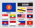 Flag of ASEAN Association of Southeast Asian Nations and membership Royalty Free Stock Photo