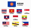 Flag of ASEAN Association of Southeast Asian Nations and membership . Royalty Free Stock Photo
