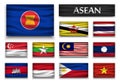 Flag of ASEAN Association of Southeast Asian Nations and membership . Wavy design . Isolated background Royalty Free Stock Photo