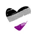 Flag of asexual pride in the shape of a big heart. Lack of sexual orientation. A colorful logo of one of the LGBT flags
