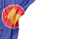 Flag of Association Of Southeast Asian Nations (ASEAN) in the corner on white background. Isolated. 3D Rendering