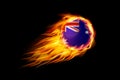 Flag With Australia Fire Fire Ball Realistic Design