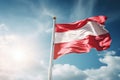 Flag of Austria flying on flagpole