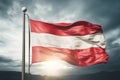 Flag of Austria flying on flagpole