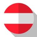 Flag Austria - round flatstyle button with a shadow.