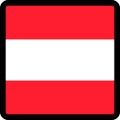 Flag of Austria in the shape of square with contrasting contour, social media communication sign