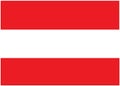 The flag of Austria with three equal horizontal bands of white and bright red slim white borders