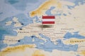 The Flag of austria in the world map Royalty Free Stock Photo
